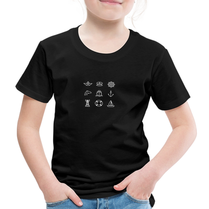 Kinder Premium T-Shirt - Nautik Doodles (weiss) - Schwarz