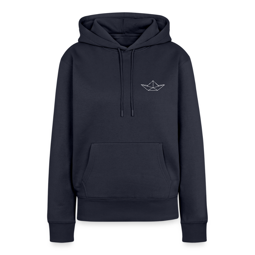 Damen Premium Hoodie - Origami Boot (weiss) - Navy