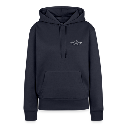Damen Premium Hoodie - Origami Boot (weiss) - Navy