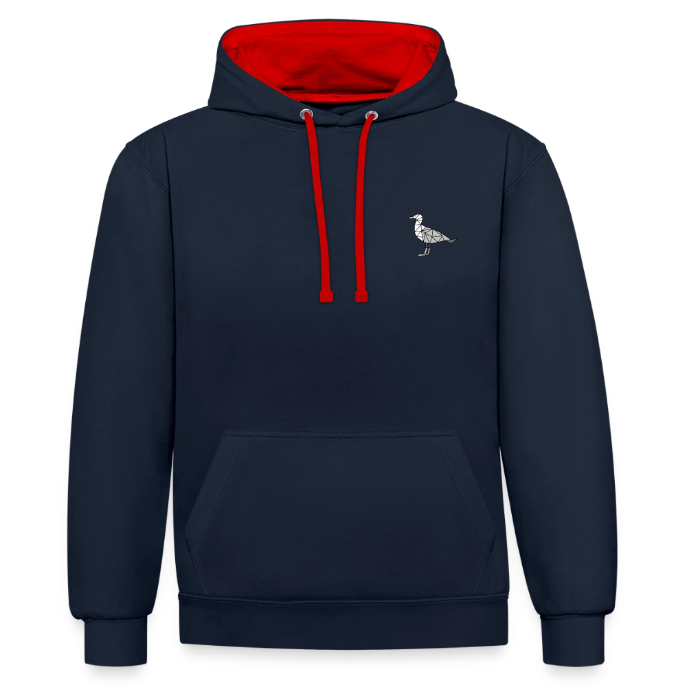 Möwe - Unisex Kontrast-Hoodie - Navy/Rot