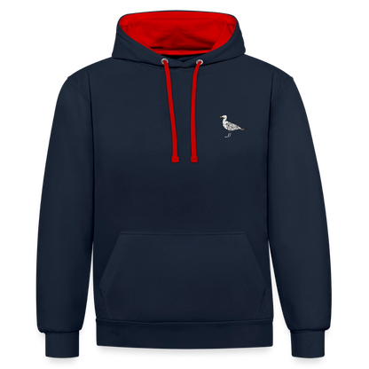 Möwe - Unisex Kontrast-Hoodie - Navy/Rot