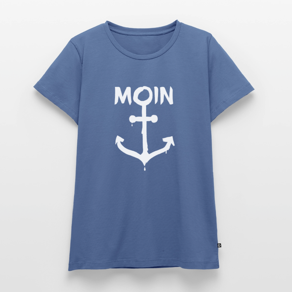Damen Premium Bio T-Shirt - Moin Anker (weiss) - Taubenblau