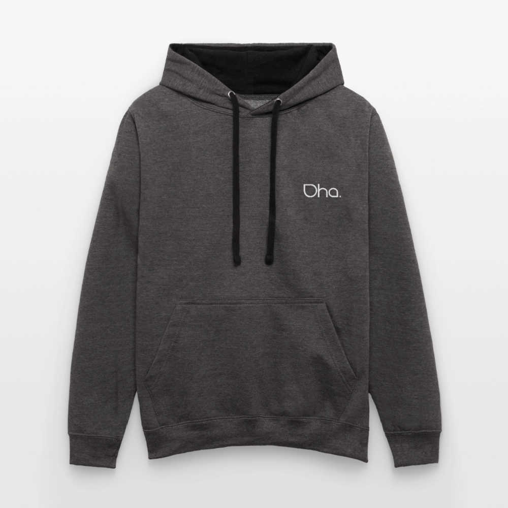 Oha (weiß) - Unisex Kontrast-Hoodie - Anthrazit/Schwarz