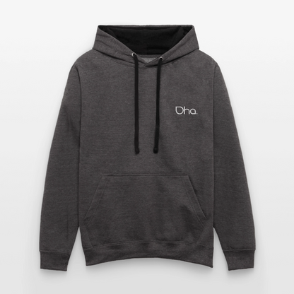 Oha (weiß) - Unisex Kontrast-Hoodie - Anthrazit/Schwarz