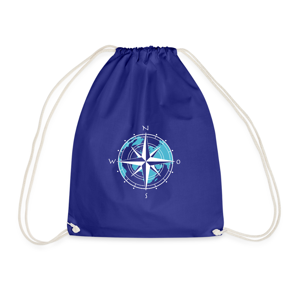 Turnbeutel - Kompass (weiss) - Königsblau
