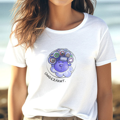 Damen T-Shirt ungezähmt - Frau gekleidet im T-Shirt