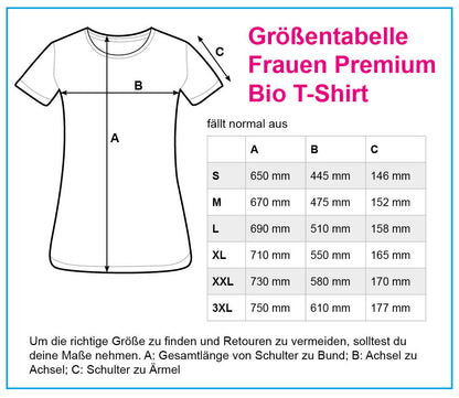 Größentabelle Frauen Premium Bio T-Shirt