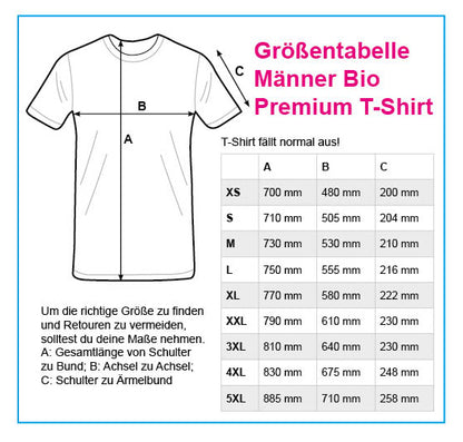 Größentabelle Herren Premium Bio T-Shirt