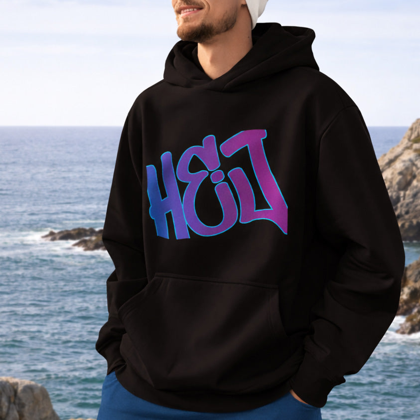 Herren Premium Hoodie "Hej" - Mann an Klippen und Meer