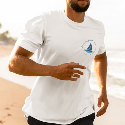 T-Shirt Küstenglück Mann der am Strand joggt