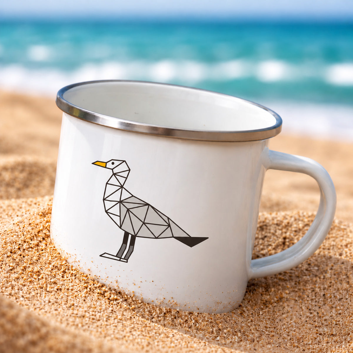 Tassen Möwe Motiv am Strand