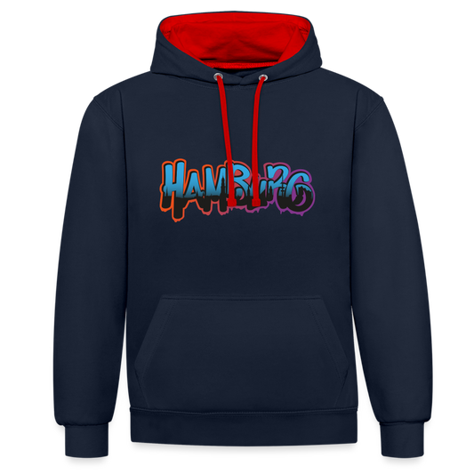 Kontrast-Hoodie - Hamburg - Navy/Rot