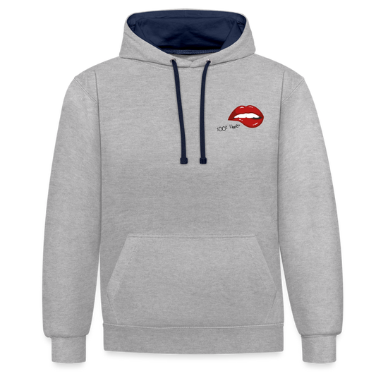 Kontrast-Hoodie - sööt Lippen - Grau meliert/Navy