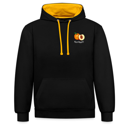 Kontrast-Hoodie - Plüschappel (weiss) - Schwarz/Gold