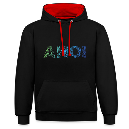 Unisex Kontrast-Hoodie - Ahoi doodles - Schwarz/Rot