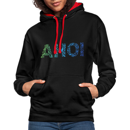 Unisex Kontrast-Hoodie - Ahoi doodles - Schwarz/Rot