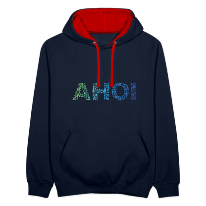 Unisex Kontrast-Hoodie - Ahoi doodles - Navy/Rot