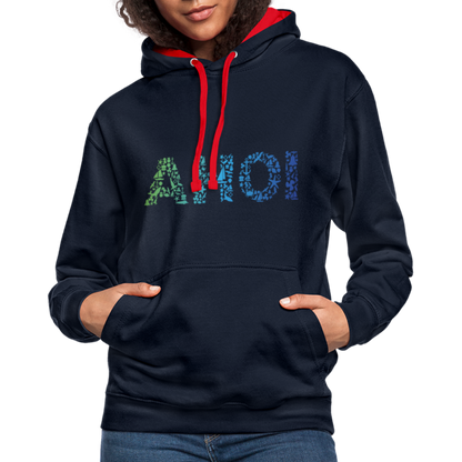 Unisex Kontrast-Hoodie - Ahoi doodles - Navy/Rot