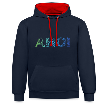 Unisex Kontrast-Hoodie - Ahoi doodles - Navy/Rot