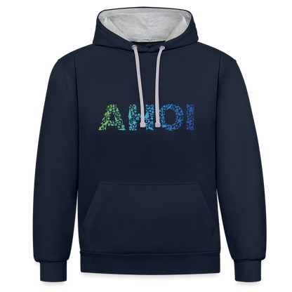 Unisex Kontrast-Hoodie - Ahoi doodles - Navy/Grau meliert