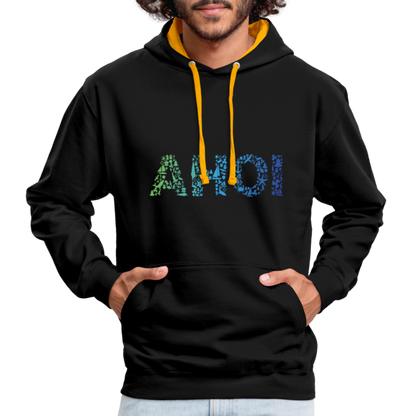 Unisex Kontrast-Hoodie - Ahoi doodles - Schwarz/Gold