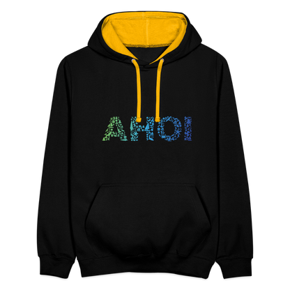 Unisex Kontrast-Hoodie - Ahoi doodles - Schwarz/Gold