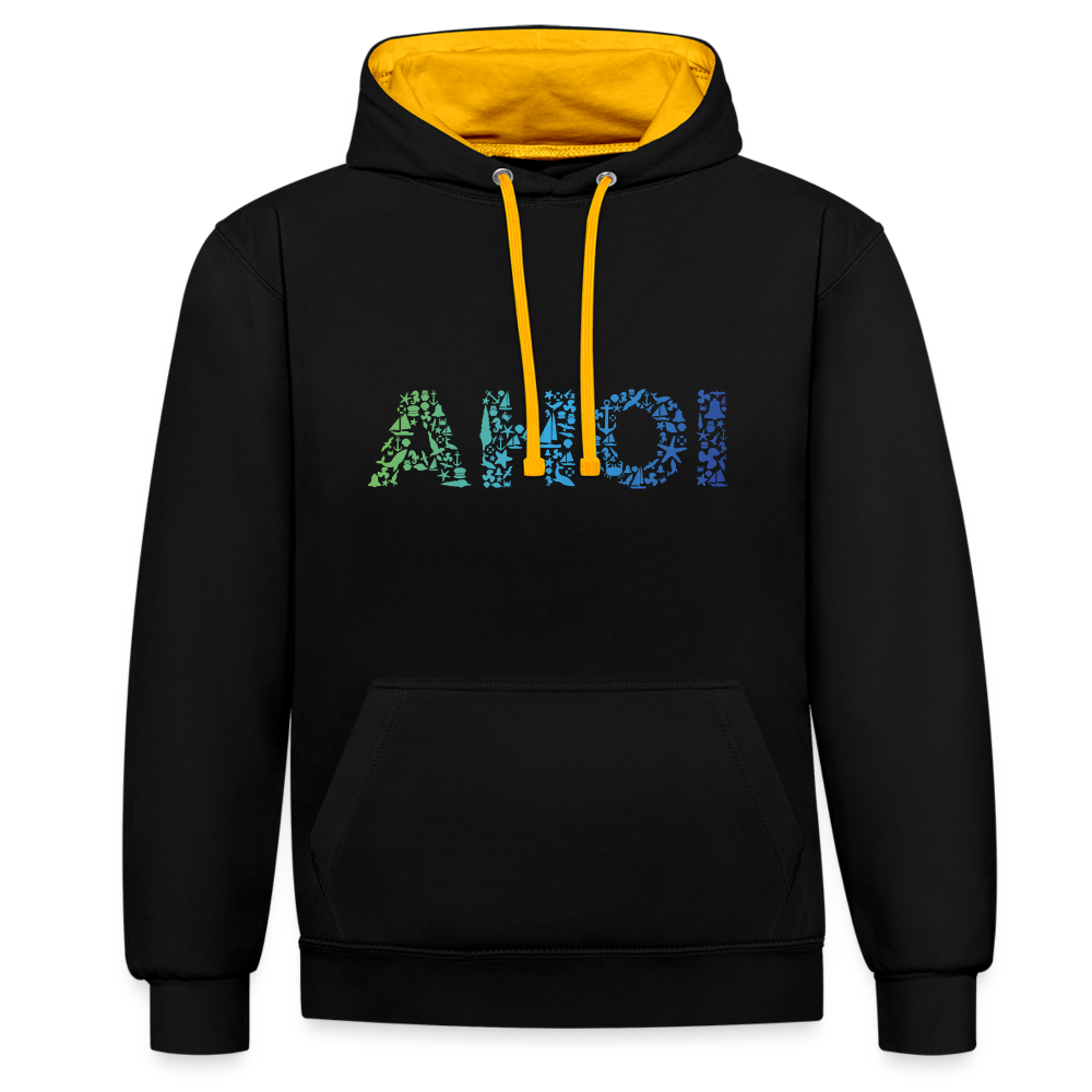 Unisex Kontrast-Hoodie - Ahoi doodles - Schwarz/Gold