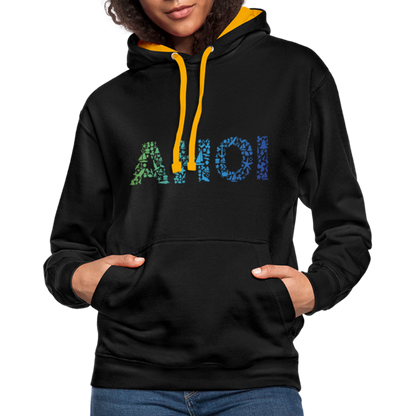 Unisex Kontrast-Hoodie - Ahoi doodles - Schwarz/Gold