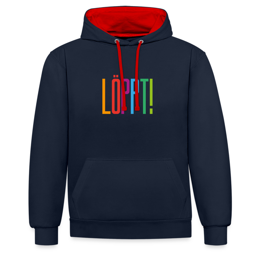 Unisex Kontrast-Hoodie - Löppt! - Navy/Rot