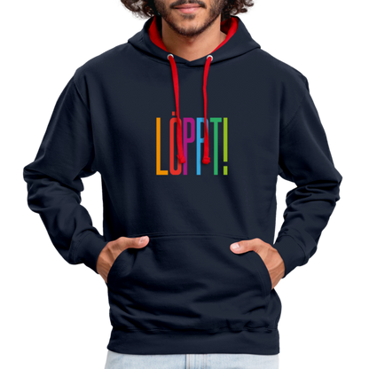 Unisex Kontrast-Hoodie - Löppt! - Navy/Rot