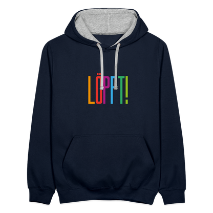 Unisex Kontrast-Hoodie - Löppt! - Navy/Grau meliert