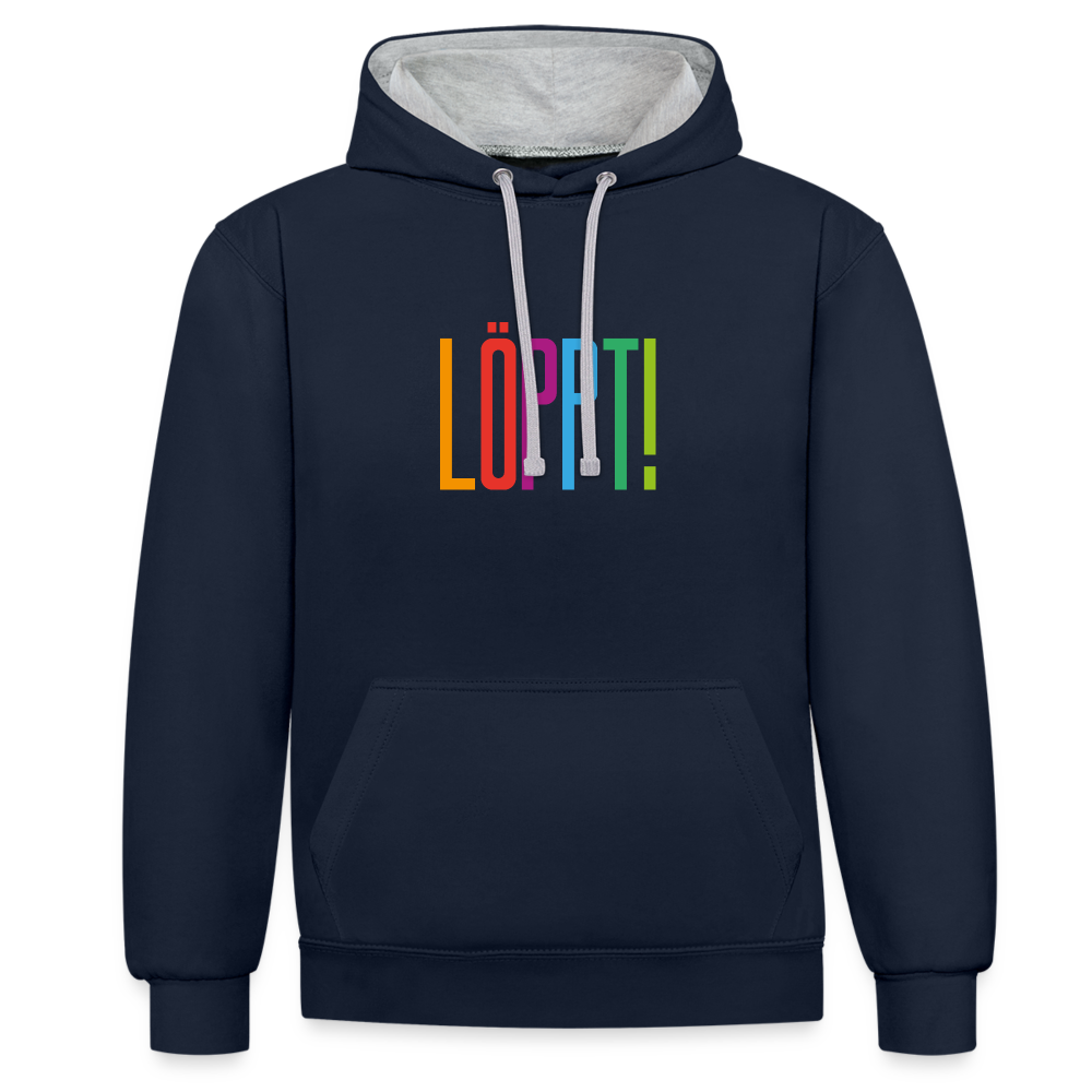 Unisex Kontrast-Hoodie - Löppt! - Navy/Grau meliert