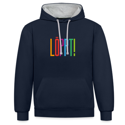 Unisex Kontrast-Hoodie - Löppt! - Navy/Grau meliert