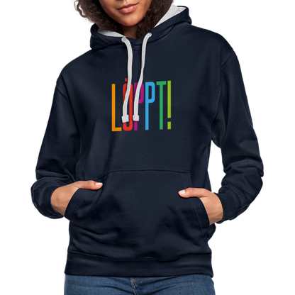 Unisex Kontrast-Hoodie - Löppt! - Navy/Grau meliert