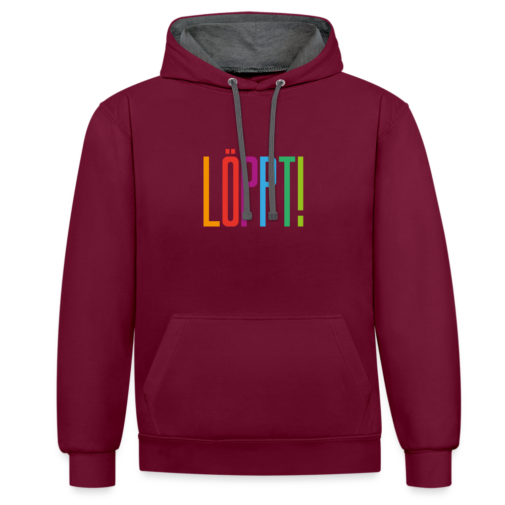 Unisex Kontrast-Hoodie - Löppt! - Weinrot/Anthrazit