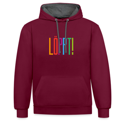 Unisex Kontrast-Hoodie - Löppt! - Weinrot/Anthrazit