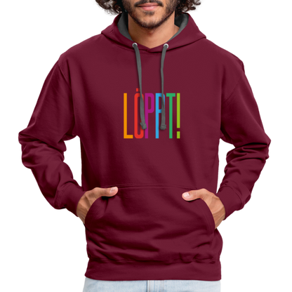 Unisex Kontrast-Hoodie - Löppt! - Weinrot/Anthrazit