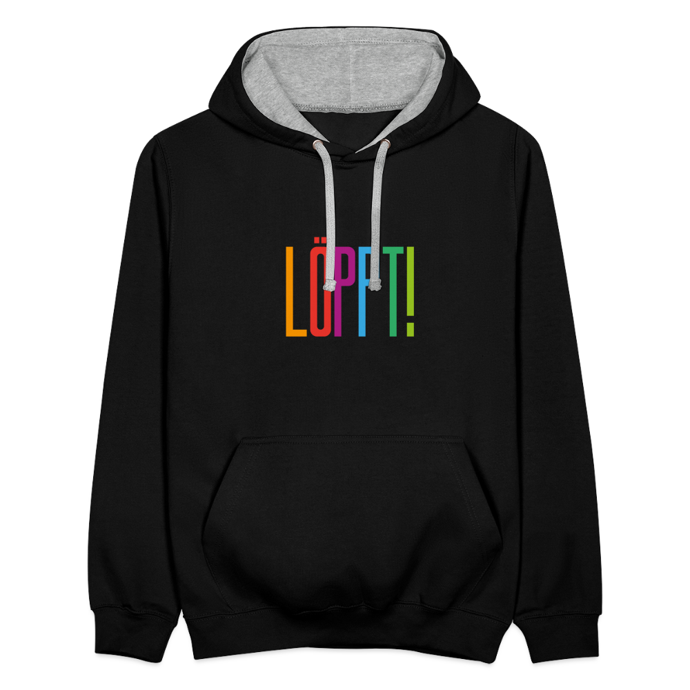 Unisex Kontrast-Hoodie - Löppt! - Schwarz/Grau meliert