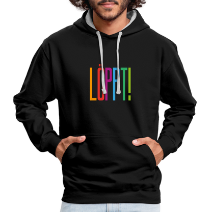 Unisex Kontrast-Hoodie - Löppt! - Schwarz/Grau meliert