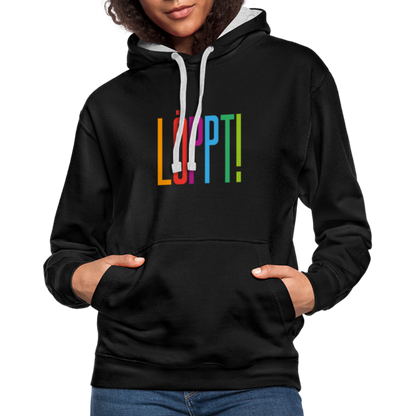 Unisex Kontrast-Hoodie - Löppt! - Schwarz/Grau meliert