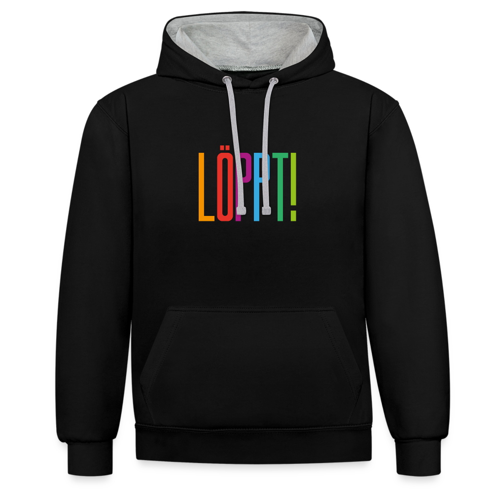 Unisex Kontrast-Hoodie - Löppt! - Schwarz/Grau meliert