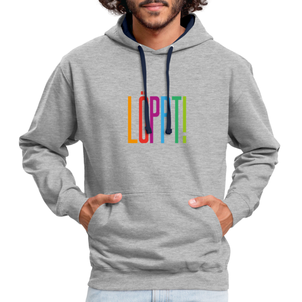 Unisex Kontrast-Hoodie - Löppt! - Grau meliert/Navy