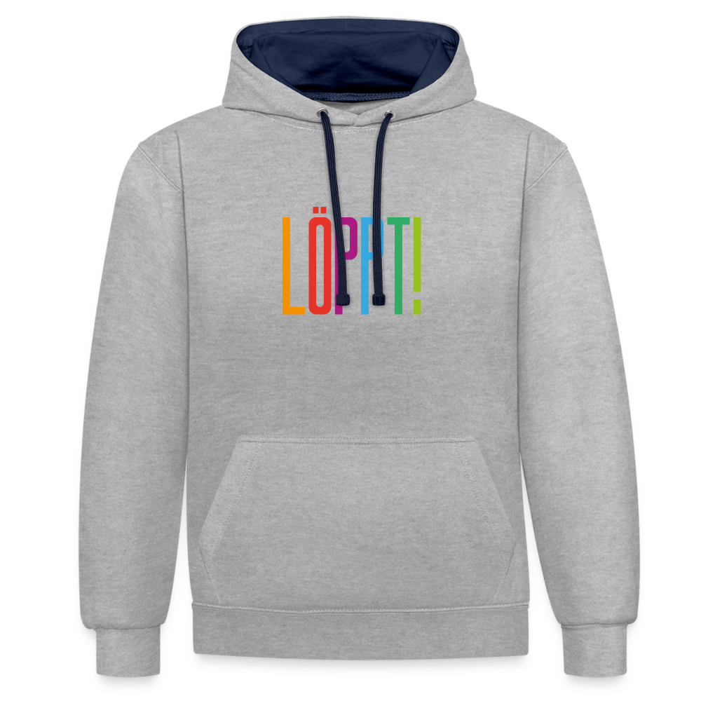 Unisex Kontrast-Hoodie - Löppt! - Grau meliert/Navy