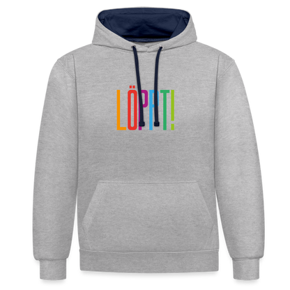 Unisex Kontrast-Hoodie - Löppt! - Grau meliert/Navy