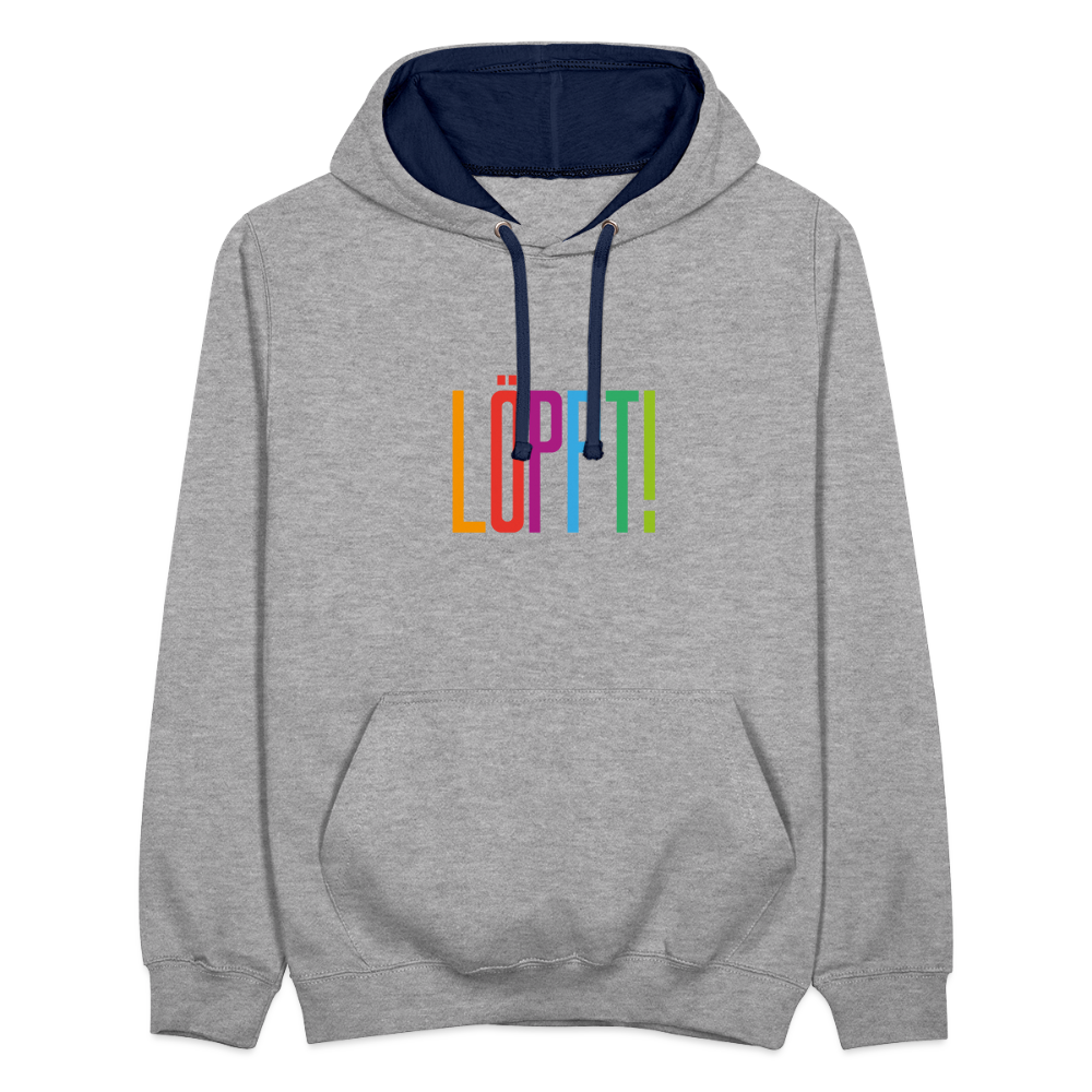 Unisex Kontrast-Hoodie - Löppt! - Grau meliert/Navy