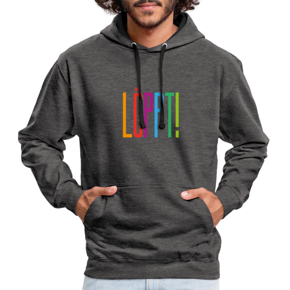 Unisex Kontrast-Hoodie - Löppt! - Anthrazit/Schwarz