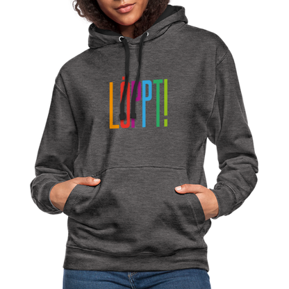 Unisex Kontrast-Hoodie - Löppt! - Anthrazit/Schwarz