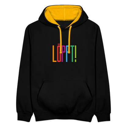 Unisex Kontrast-Hoodie - Löppt! - Schwarz/Gold