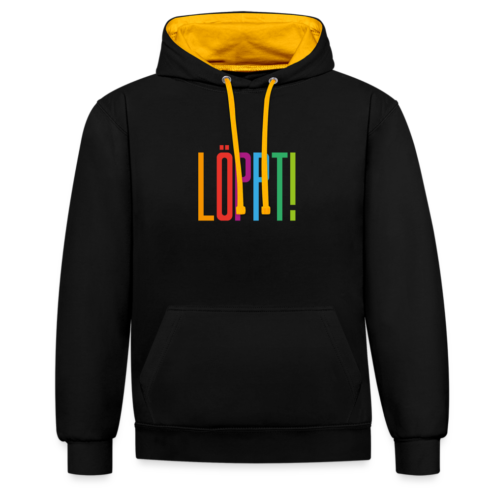 Unisex Kontrast-Hoodie - Löppt! - Schwarz/Gold