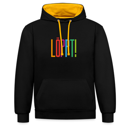 Unisex Kontrast-Hoodie - Löppt! - Schwarz/Gold